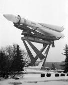 Launch vehicle �Vostok� at the Exhibition of Achievements of the National Economy (Moscow). General view. Photo 8 February 1977.