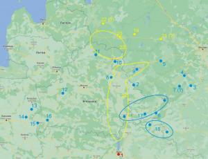 Картосхема району мобілізації 1483 р.