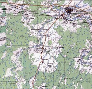 Синя Вода на карті 1990 р.