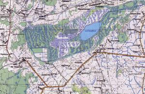 Річка Синя і озеро Скорбьож на карті…