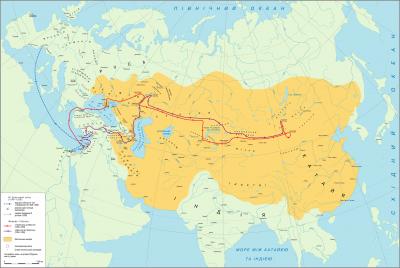 Карта поездки Рубрука 1248 – 1255 гг.